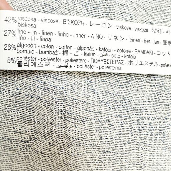 Zara Light Wash Button Down Linen-Cotton Blend Long Sleeve Dress Size Small - Picture 2 of 5